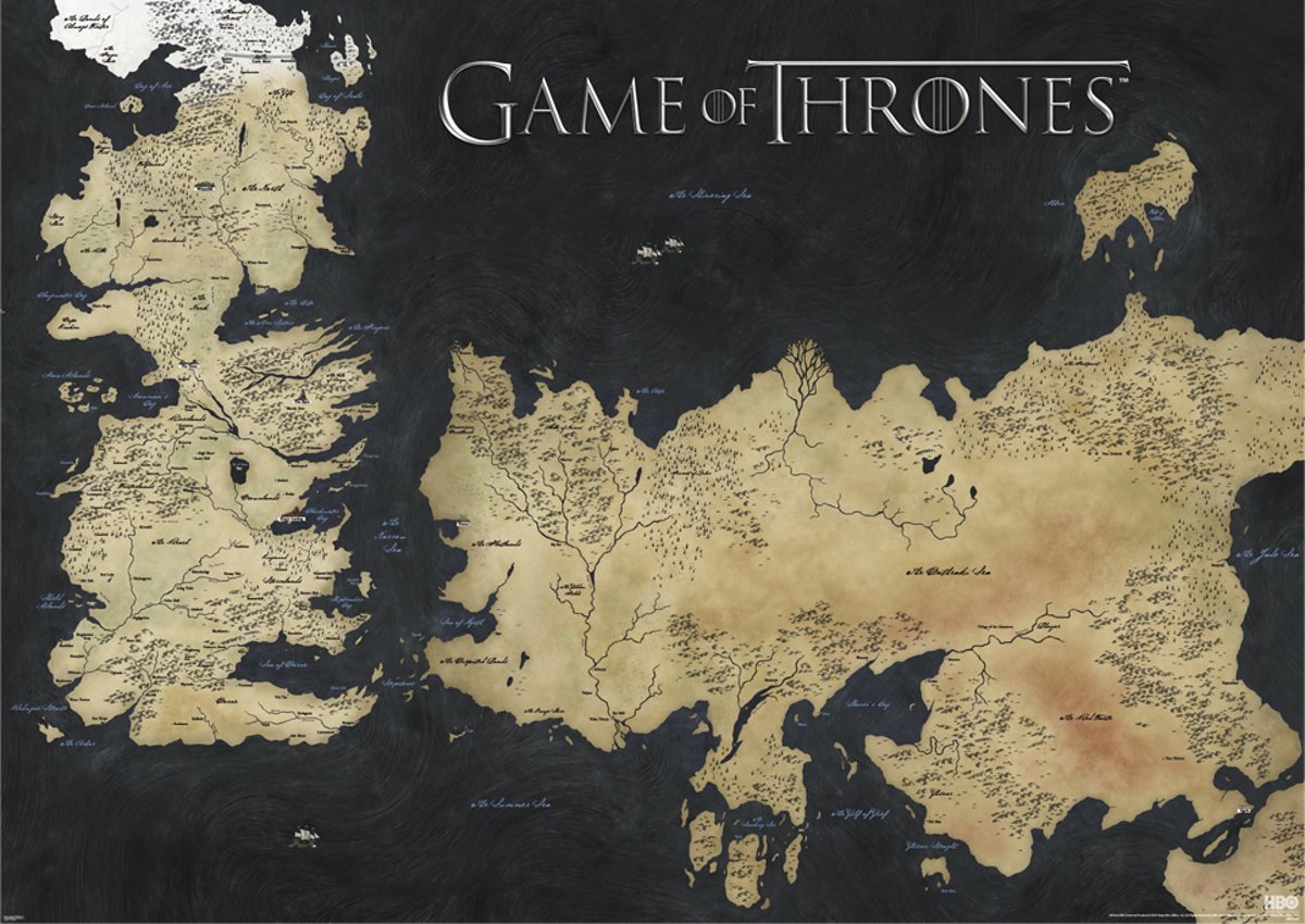 Game of Thrones | Westeros & Essos Wereldkaart | GOT | Reuze poster 100x140cm